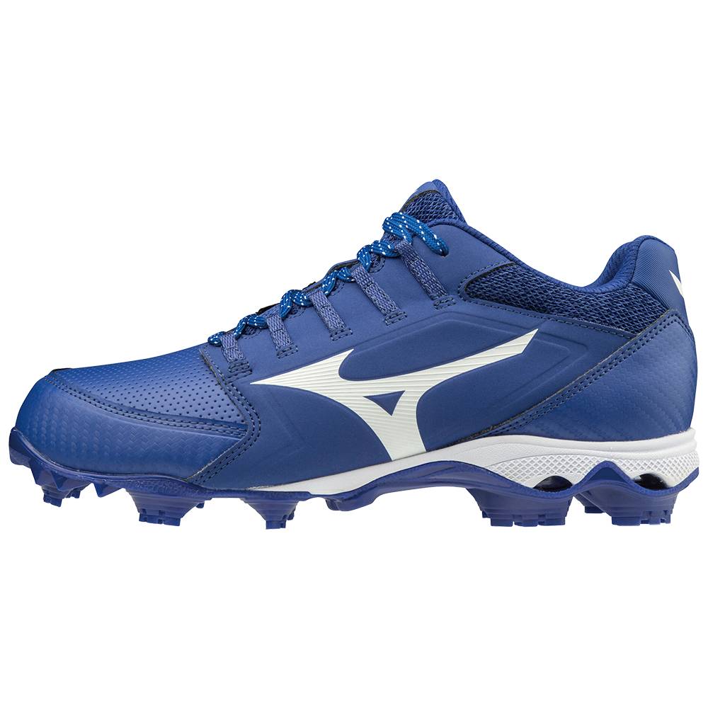 Scarpe Softball Mizuno 9-Spike Advanced Finch Elite 4 TPU Molded Donna - Blu Reale/Bianche - 72013-U